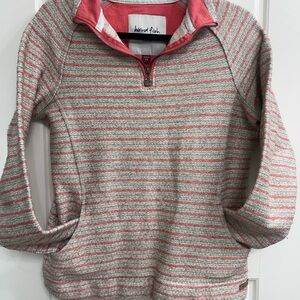 Weird Fish Pink & Cream Striped Half-Zip Sweater